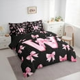 thumbnail image 3 of Castle Fairy Alphabet Bowknot 7pcs Bedding Comforter Set,Pink Bow Queen Bedding Sets Super Cozy,Monogrammed Letter Queen Sheet Sets,Luxury Girls Bedroom Decor,Reversible, 3 of 8