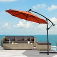 thumbnail image 4 of Costway 10FT Patio Offset Umbrella Solar LED 360degrees Rotation Orange, 4 of 10
