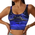 thumbnail image 1 of Fotbe Steel Skull Sujetador Deportivo Largo sin Aros para Mujer con Almohadillas y Soporte Medio, Transpirable y Absorbente, Camiseta Tipo Chaleco o Tank Top-Medium, 1 of 8