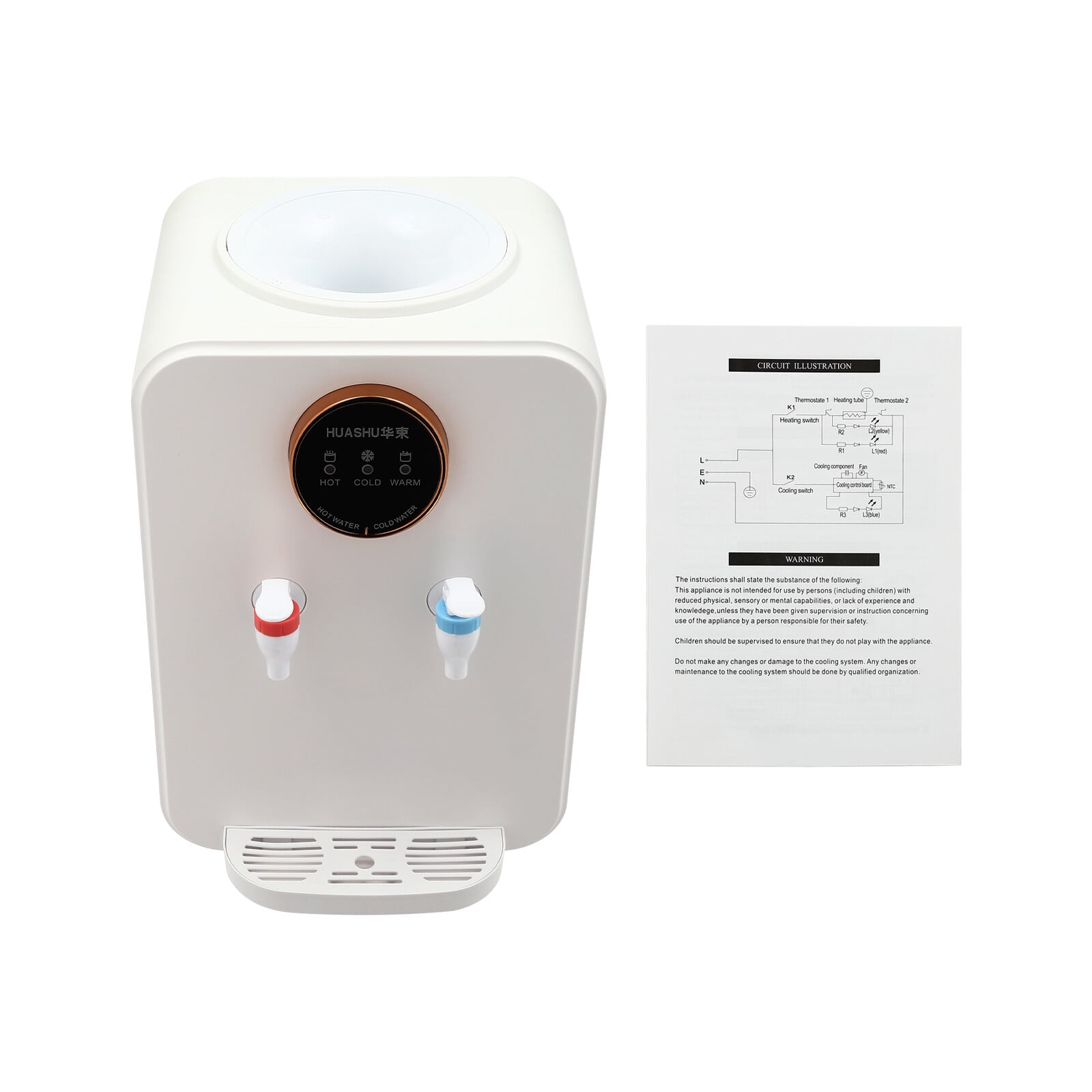 Top Loading Hot Cold Water Dispenser Tabletop Countertop Drinking Machine Room Temperature Water, Premium Countertop Water Cooler Dispenser for 1 to 5 Gallons Bottle