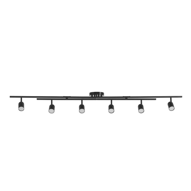 Globe Electric 6-Light Foldable Matte Black LED Integrated Track Light with Center Swivel Bars, Minimal Style