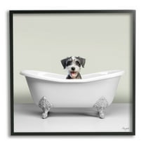 Stupell Industries Pastel Puppy in Bathtub Animals & Insects Painting Black Framed Art Print Wall Art, 12 x 12