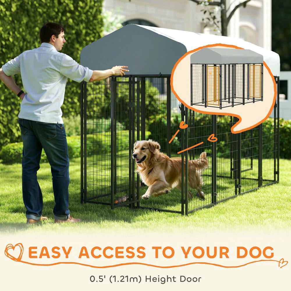 Barara King Dog House,Pet House,Outdoor Dog Kennel with Two-Room Design, Water-Resistant & Sun-Proof Cover