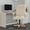 Ivory Microfiber/Driftwood, variant on Merrick Lane Ivory Ultra-Suede Victorian Style 360° Swivel High-Back Office Chair With Driftwood Arms And Base