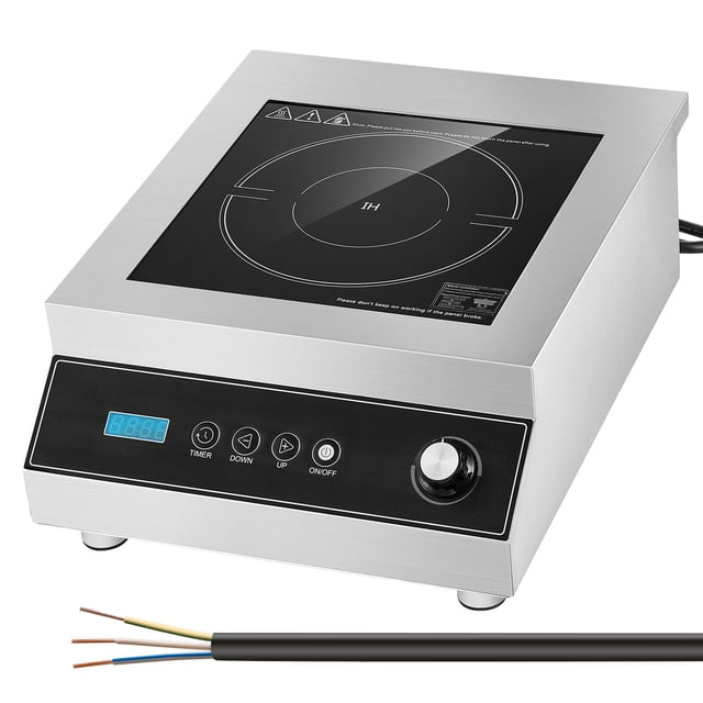 KFFKFF Portable Induction Cooktop, 5000W Commercial Induction Burner with 16 Temperature Settings, Stainless Steel Countertop Induction Hot Plate with 4H Timer, Child Lock, for Restaurant Cooking