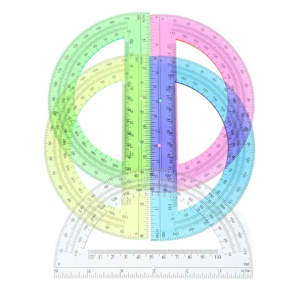 12 Pcs Plastic Protractor Fasten Simple Four Student Office