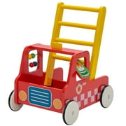 Labebe-Red Aircraft Wooden Baby Push Walker - 2-in-1 Toddler Push & Pull Toys Learning Walker Stroller Walker with Wheels for Baby Girls Boys 1-3 Years Old
