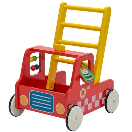 Labebe-Red Aircraft Wooden Baby Push Walker - 2-in-1 Toddler Push & Pull Toys Learning Walker Stroller Walker with Wheels for Baby Girls Boys 1-3 Years Old