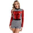 thumbnail image 2 of TSSOE Womens Big Girls Race Car Driver Romper Colorblock Printed Shiny Long Sleeves Leotard Jumpsuit Bodysuit Red 3XL, 2 of 7