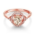 thumbnail image 2 of Gem Stone King 0.99 Ct Oval Peach Morganite 18K Rose Gold Plated Silver Ring (Size 8), 2 of 4
