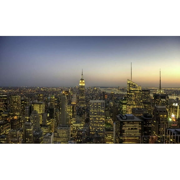 Manhattan At Night - CANVAS OR FINE PRINT WALL ART
