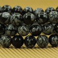 thumbnail image 4 of Natural Snowflake Obsidian Gemstone 8mm Round Beads Stretch Bracelet 7", 4 of 5