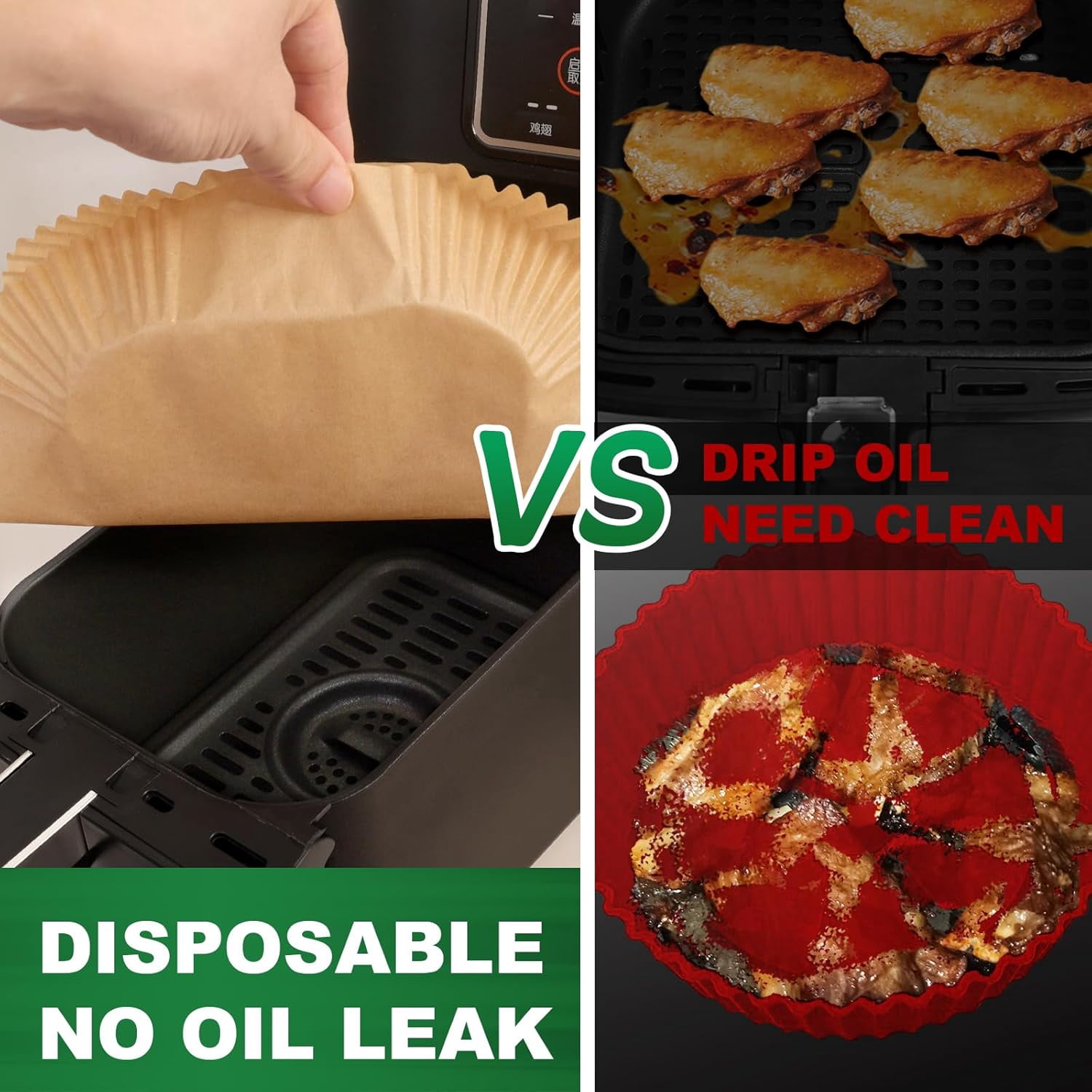 100PCS 7.9 Inch Disposable Air Fryer Liners - Non-Stick Paper Liners for 4-8QT Air Fryers, Ovens & Microwaves
