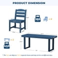 thumbnail image 4 of SERWALL 5-Piece Outdoor Patio Dining Set, All-Weather HDPE Table and Chairs, Rectangular Table with Umbrella Hole, Seats 4, Low Maintenance,Blue, 4 of 10