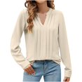thumbnail image 2 of SDNall Blouses for Women Dressy Casual Long Sleeve Solid Color Basics Crewneck Casual Top Pullover T-Shirt, 2 of 9