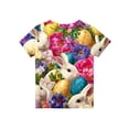 thumbnail image 4 of DORKASM Kid's Easter Bunny Egg Print Short Sleeve Tee: Girls Casual Holiday & Daily T-Shirt Brown 140, 4 of 5