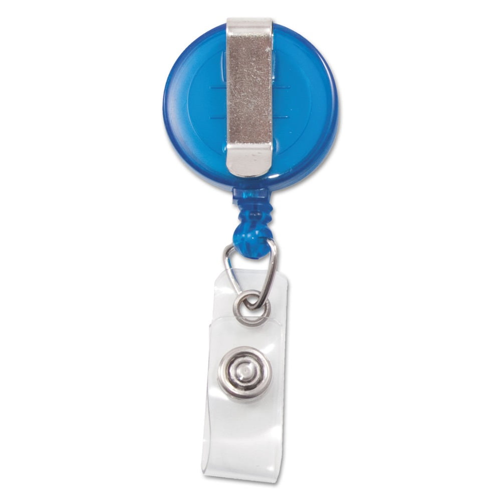 Advantus 75472 Translucent Retractable Id Card Reel, 34" Extension, Blue, 12/Pack