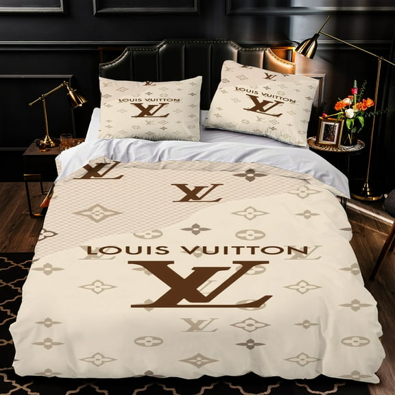 Luxurious 3-Piece Duvet Cover Set - Iconic Pattern in Brown on Beige Background Elegant Design for Stylish Bedrooms