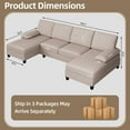 thumbnail image 3 of Walsunny Modern U-Shape Sectional Sofa, Chenille Fabric Modular Couch, 4 Seat Oversized Sofa with Chaise for Living Room, 3 of 11