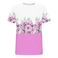 thumbnail image 4 of Aloohaidyvio Womens Tops under $5,Womens Summer Fashion Flower Print Round Neck Short Sleeve T-Shirt Tops, 4 of 5