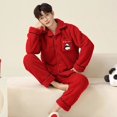 thumbnail image 1 of Pijamas navideños para parejas, cárdigan rojo grande de la suerte con botones para hombres y mujeres, ropa de dormir de franela para boda de invierno, ropa de dormir bonita de Panda para mujer, 1 of 4
