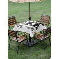 thumbnail image 3 of Outdoor Tablecloth with Umbrella Hole and Zipper, Happy Easter Rabbits Square Table Cloth 54x54 Inch Waterproof Tablecloth, Black Plaid Polka Dots Rabbits Spring Picnic Table Cover for Patio Camping, 3 of 7