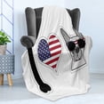 thumbnail image 4 of Bulldog Soft Flannel Fleece Blanket, Funny Print of I Love Dogs American Flag in a Heart Animal in Sunglasses, Cozy Plush for Indoor and Outdoor Use, 50" x 70", White and Multicolor, by Ambesonne, 4 of 5