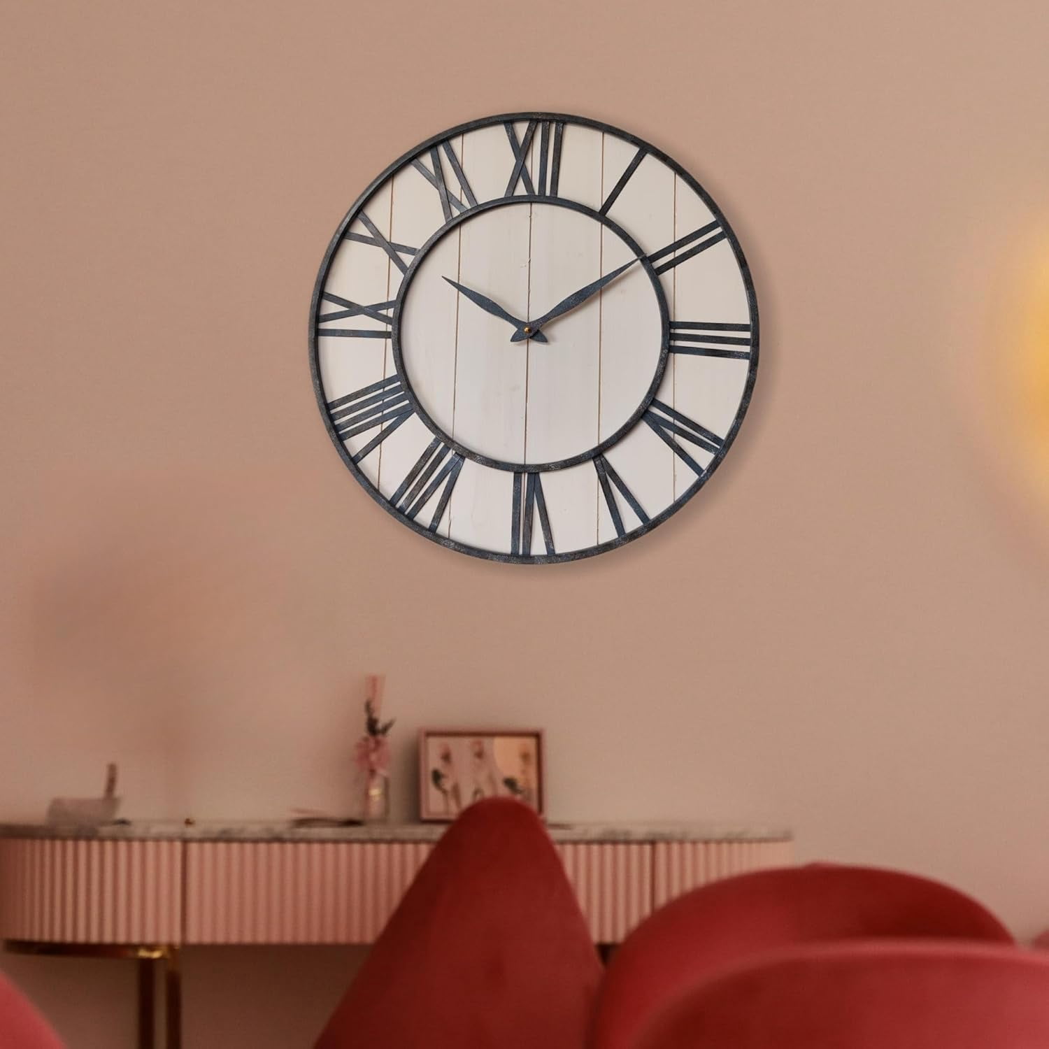 24 Inch Thicken & Heavy Large Metal Wall Clocks for Living Room Decor Large Decorative Clock Oversized,Big Roman Numeral Non Ticking