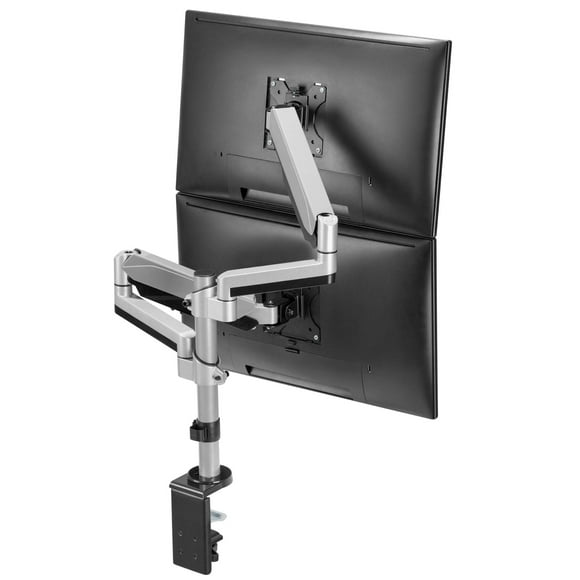 AVLT Dual 13"-27" Stacked Monitor Arm Desk Mount fits Two Flat/Curved Monitor Full Motion Height Swivel Tilt Rotation Adjustable Monitor Arm - VESA/C-Clamp/Grommet/Cable Management