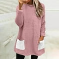 thumbnail image 2 of Htigea Womens Oversized Sherpa Pullover Tops Fuzzy Fleece Sweatshirt Soft Cozy Winter Sweatshirts with Pockets Pink 2XL, 2 of 6