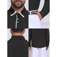 thumbnail image 7 of DARING DIVA Men's Contrast Trim Long Sleeve Button Down Formal Shirts L Black, 7 of 7