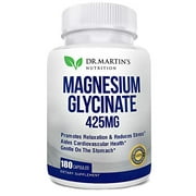 Premium Magnesium Glycinate 425mg - 180 Vegan Capsules - Helps with Stress Relief, Sleep, Muscle Cramps & Healthy Heart | Non-GMO, Gluten Free