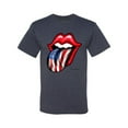 thumbnail image 2 of Wild Bobby, American Flag Lips Tongue Out, Men Graphic Tees, Vintage Heather Navy, Large, 2 of 3