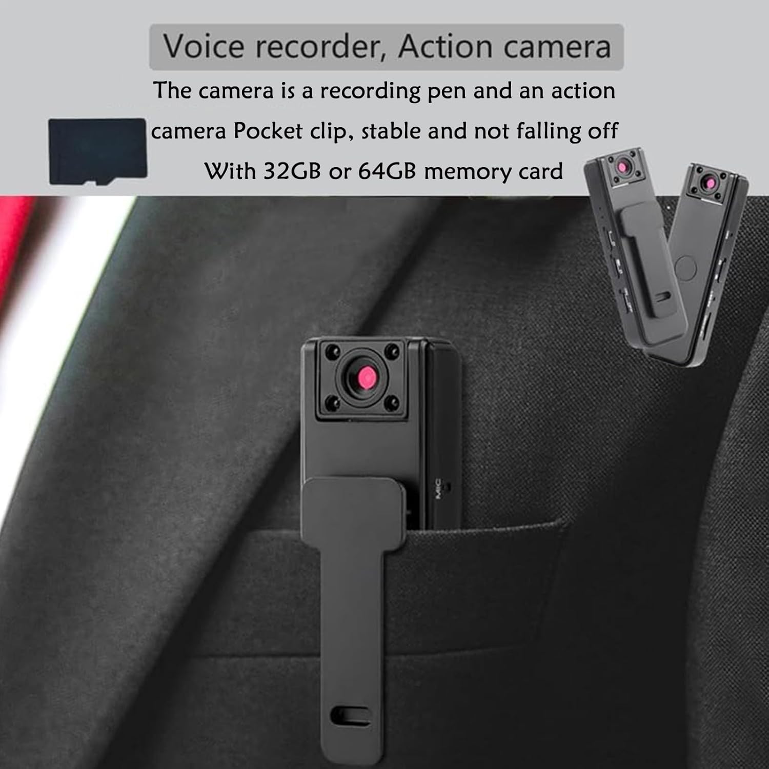 Ultra Hd 2-in-1 Sports Video & Audio Recorder, 1080p Wearable Body Camera, 180° Freely Rotating Lens with Night Vision, for Capturing Beautiful Moments (1pc)