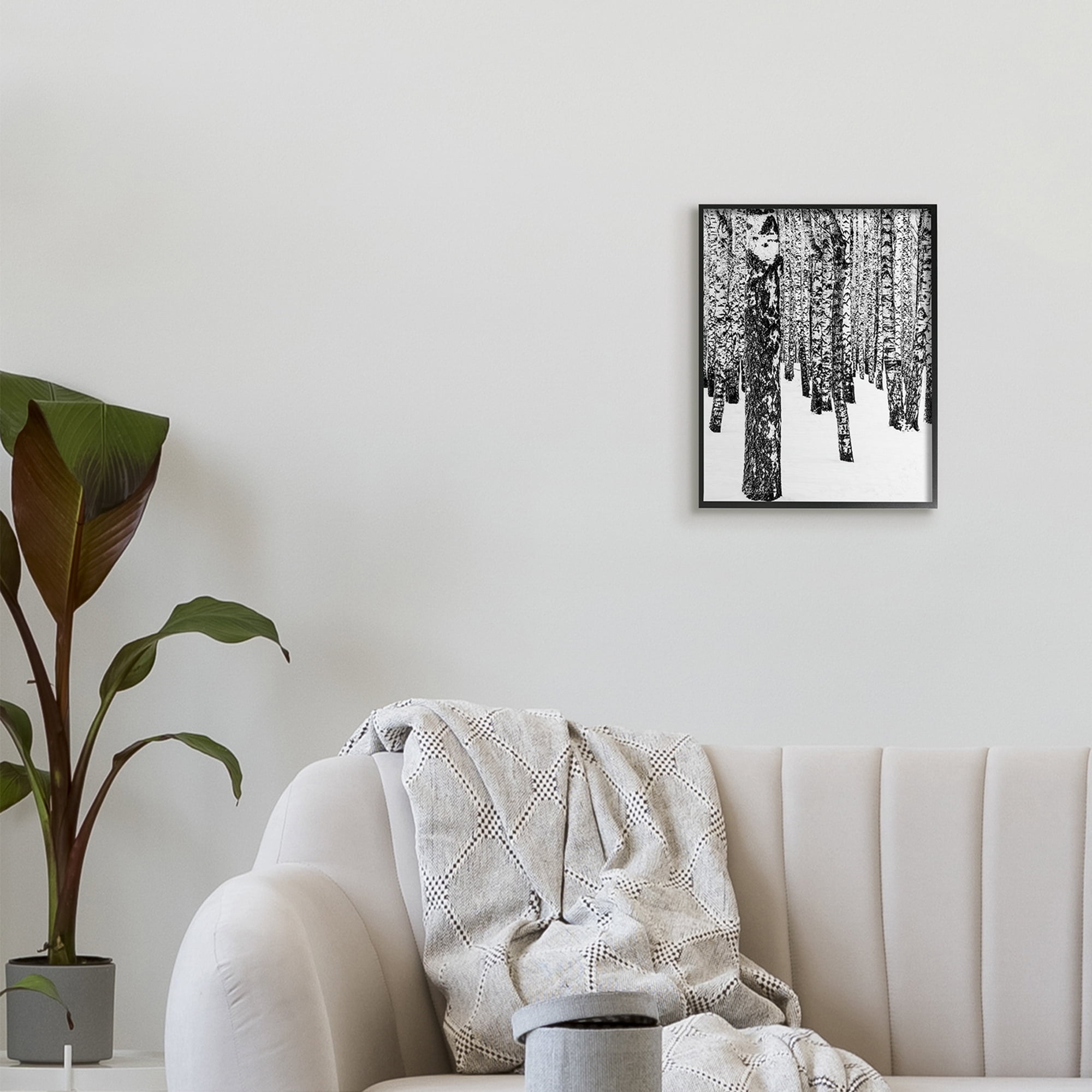 Industries Minimal Snowy Woods Landscape Black and White 11 in x 14 in Framed Painting Art Prints, by Stupell Home Décor