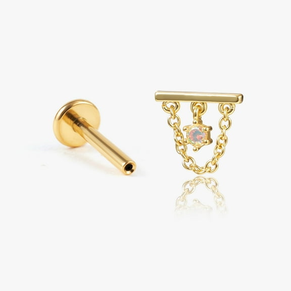 White CZ Flat Back Hidden Helix Earring