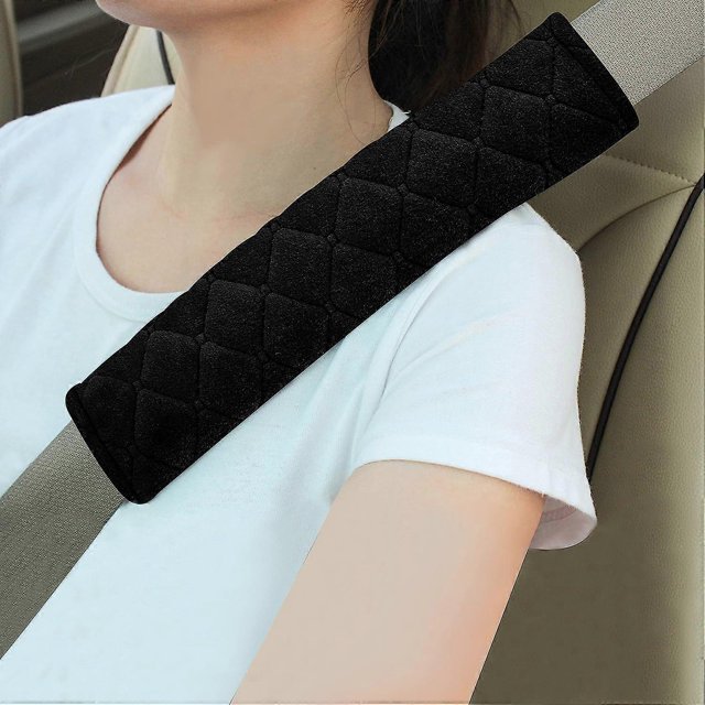 Funda suave para cinturón de seguridad de coche, almohadilla para el hombro, 2 unidades, para una conducción más cómoda, compatible con todos los coches y mochilas, color negro