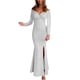 thumbnail image 1 of Vestido de fiesta con abertura en el dobladillo trasero de manga larga para adelgazar sólido con cuello en V sexy para mujer Fridja NMB4951, 1 of 8
