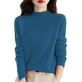 thumbnail image 2 of Fashion Sweaters for Women Mock Neck Turtleneck Jumper Dressy Slim Fit Sweater Fall Sweaters for Women Knitted Pullover Warm Sweater Tops Elegant Soft Pullover Sweater Lightweight Shirts Blue S-3XL, 2 of 5