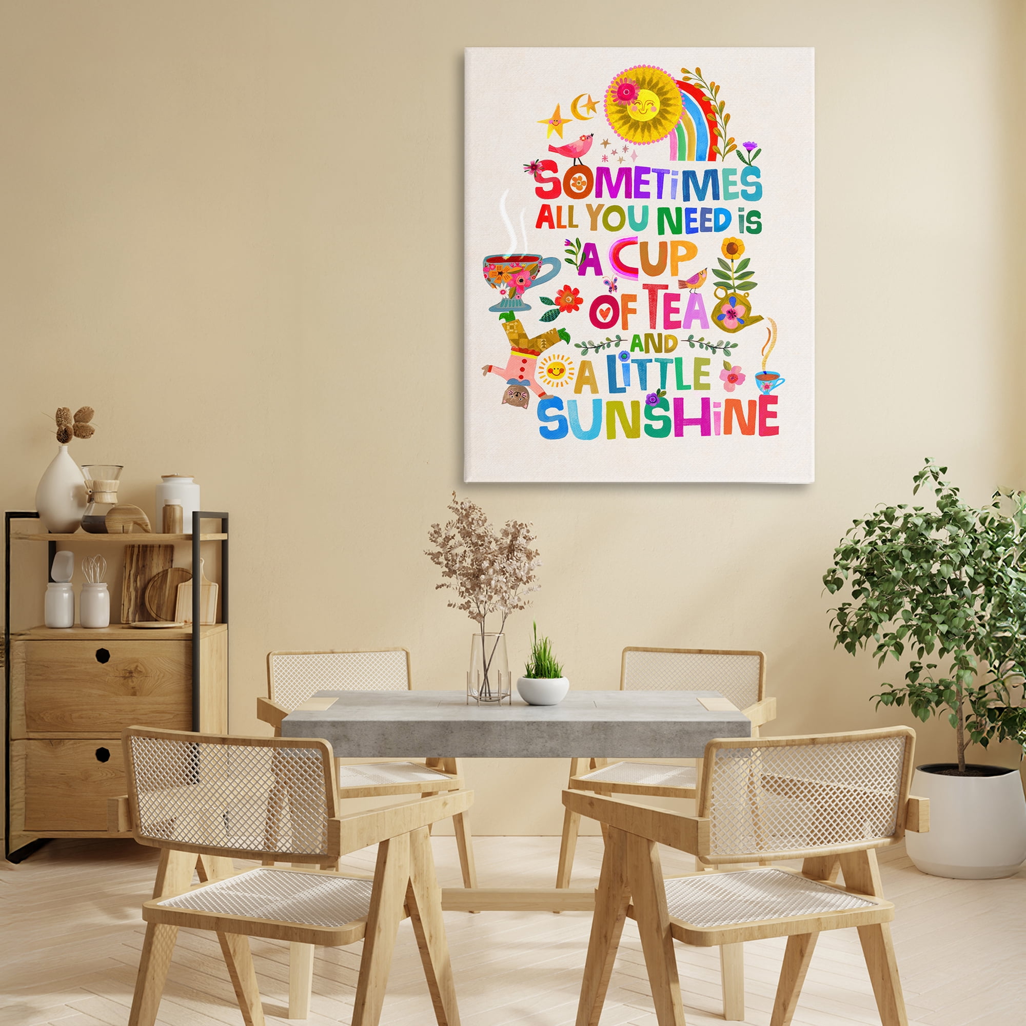 Stupell Industries Cup Of Tea & Sunshine Canvas Wall Art, design by Katherine Herrell Studio