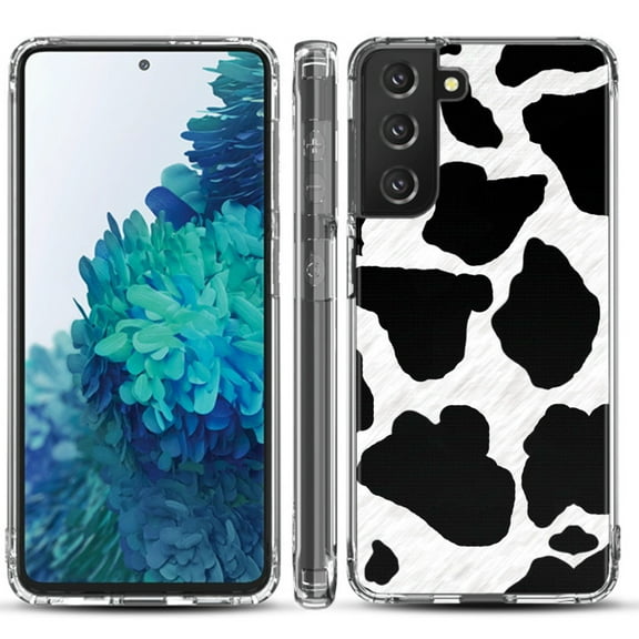 Shockproof Hybrid Bumper Phone Case for Samsung galaxy S21 5G / S21 Plus 5G, by OneToughShield ® - Cow Skin Design