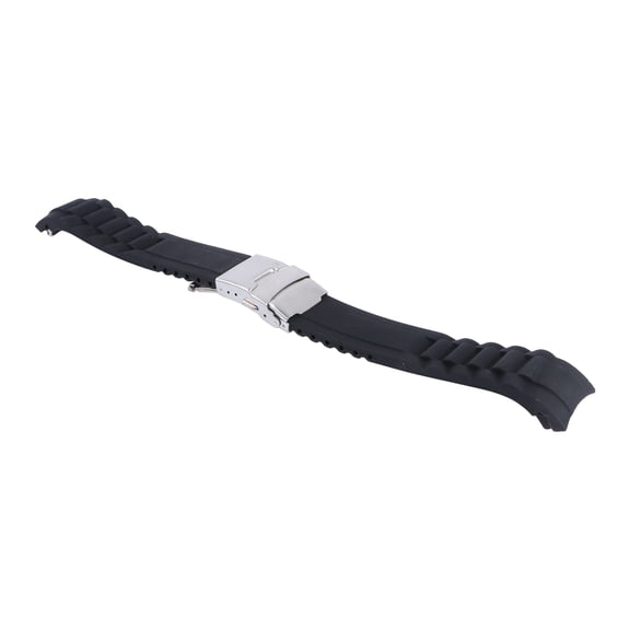 FELTECHELECTR Silicone Watch Strap Black Elbow Shape Deployment Buckle Folding Clasp 20mm 1Pack