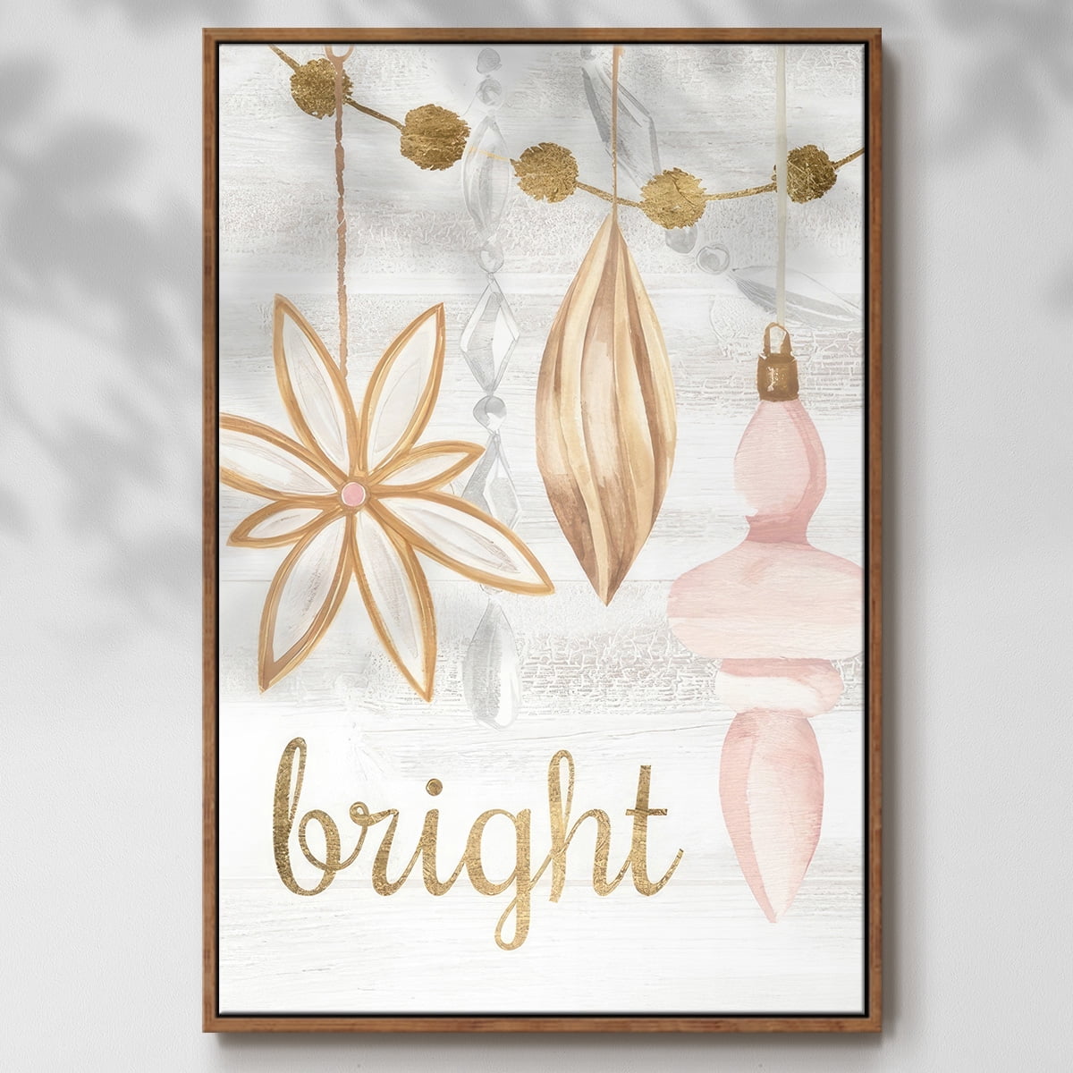 Elegant Ornaments Collection B - Framed Gallery Wrapped Holiday Canvas - 17 x 25 - Rosewood Frame