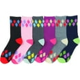 thumbnail image 2 of ToBeInStyle Women's Pack of 6 Fashion Printed Crew Sock - Edge Argyle, 2 of 7
