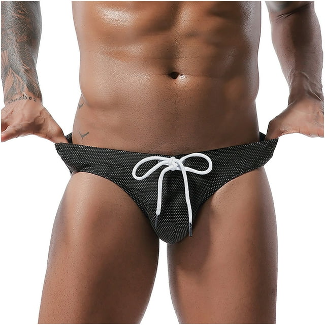 Mens Swimming Trunks Short - Low Waist High Vent Underpants for Men