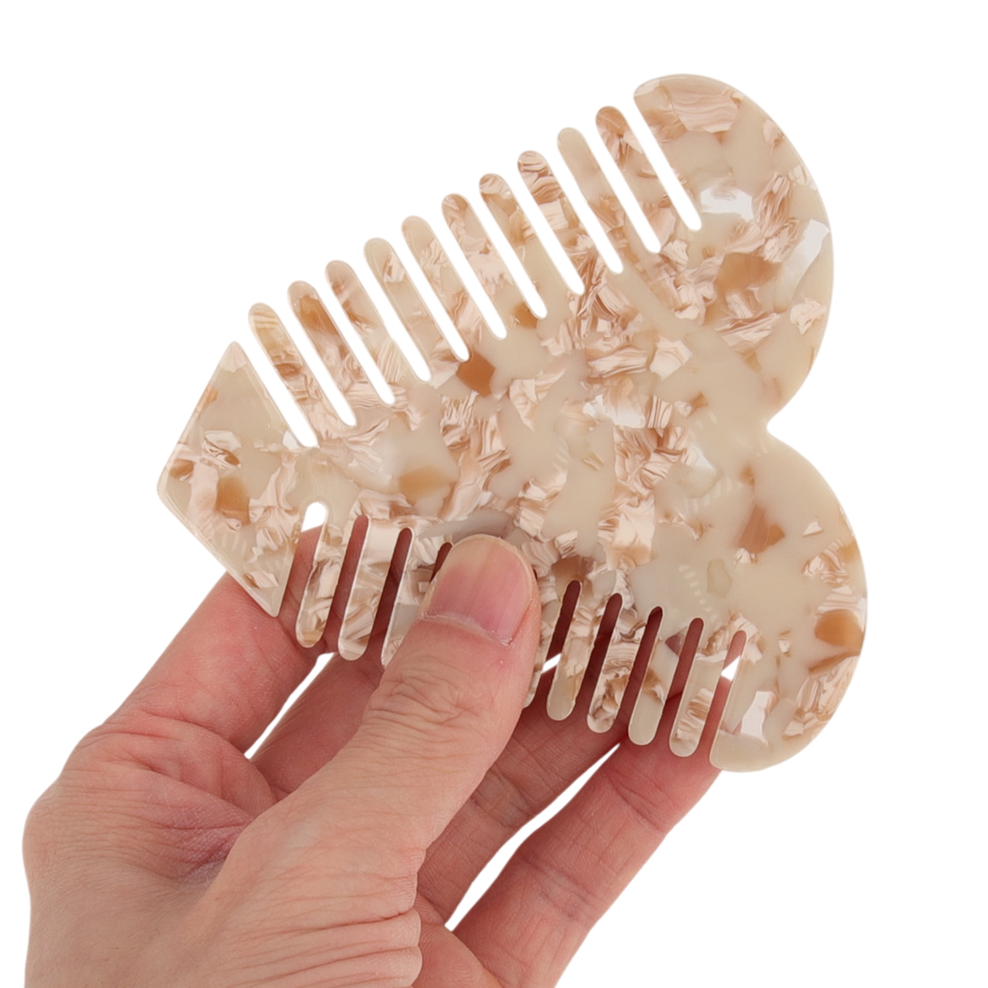 Unique Bargains 1 Pc Heart Shaped Hair Comb for Effortless Hair Care Styling White, Brown