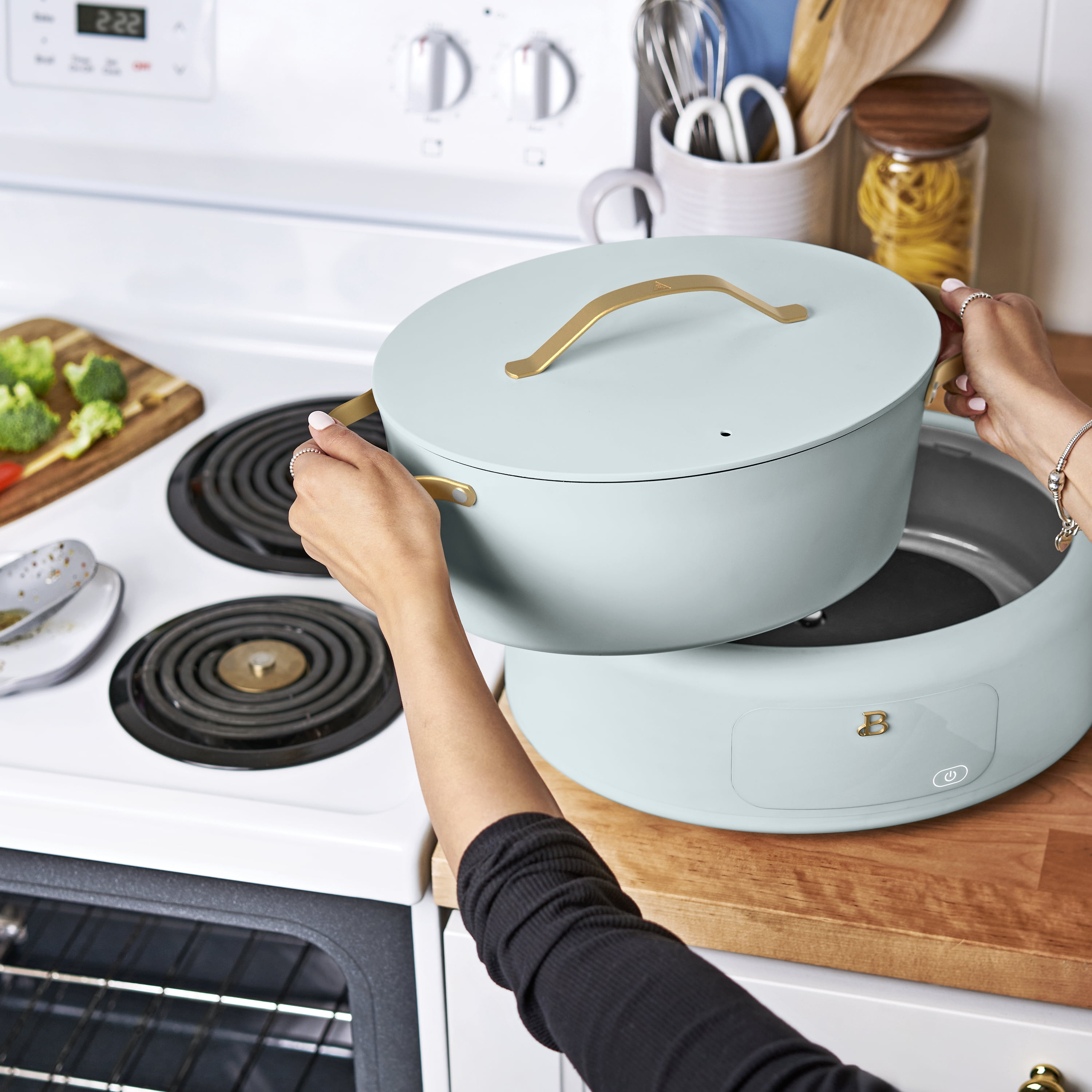 Beautiful 10-in-1, 6 Qt Electric Multi-Cooker with 7 Preset Functions, Hydrangea by Drew Barrymore