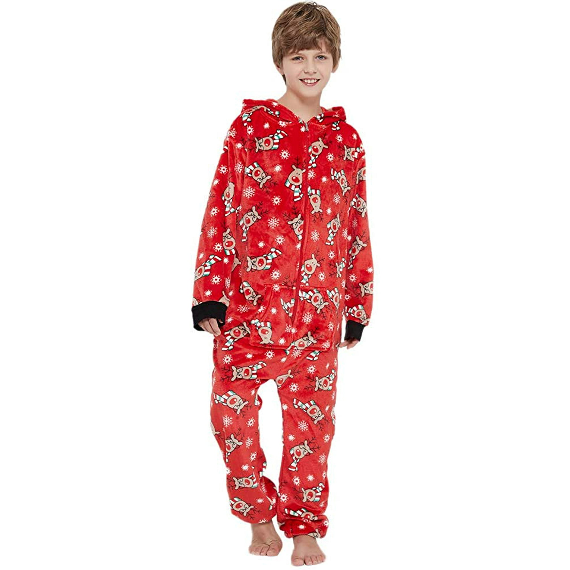 Family Matching Onesie Pajamas Christmas One Piece Fleece PJS Jumpsuit Kids and Adults Hoodie Zipper Sleepwear Walmart
