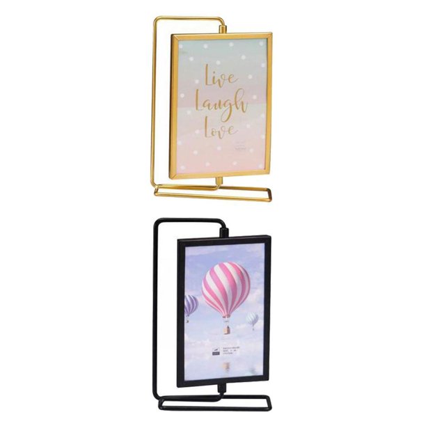2 marcos de fotos giratorios decorativos con frente de cristal para centro de mesa, tarjetas de exhibición Aureato 23x155cm Negro 20x125cm