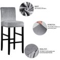 thumbnail image 3 of 2 Pack Velvet - Counter Stool Pub Chair Covers Slipcover Stretch Removable Washable Dining Chair Covers （Silver Gray）, 3 of 8